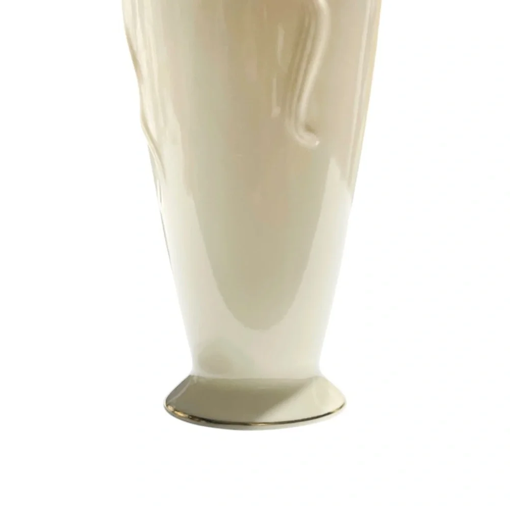 Vintage Lenox Ivory Rose Vase 24K Gold Trim Embossed Porcelain 7.5